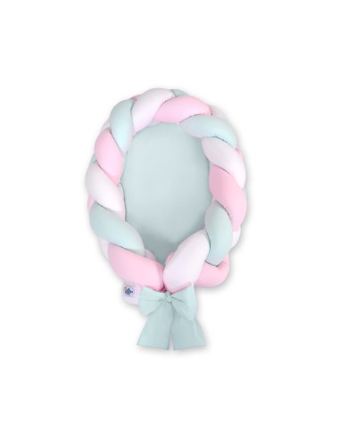 Braided baby nest 2 in 1 - white-pink-mint