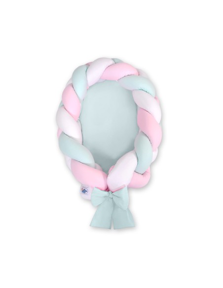 Braided baby nest 2 in 1 - white-pink-mint