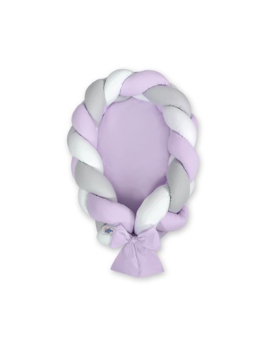 Braided baby nest 2 in 1 - white-lilac-gray