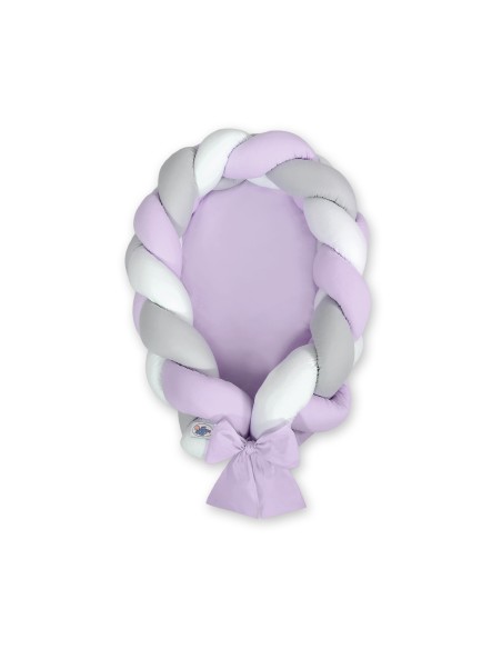 Braided baby nest 2 in 1 - white-lilac-gray