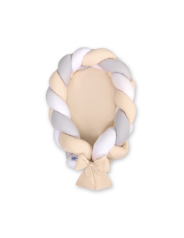 Braided baby nest 2 in 1 - white-gray-beige