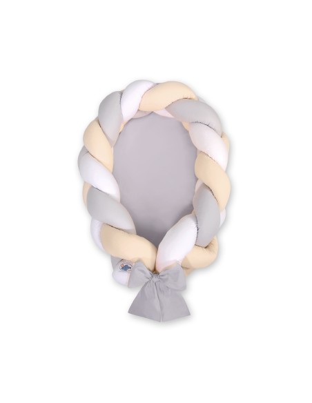 Braided baby nest 2 in 1 - white-gray-beige