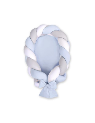 Braided baby nest 2 in 1 - white-gray-blue