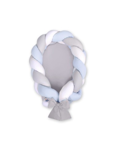 Braided baby nest 2 in 1 - white-gray-blue