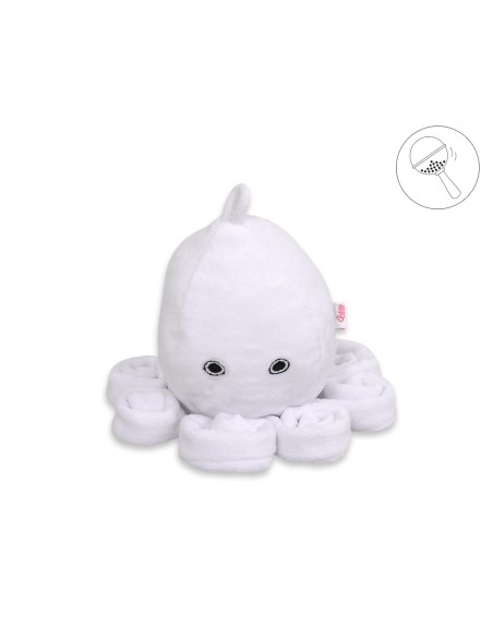 Cuddly octopus with rattle - white - smooth minky