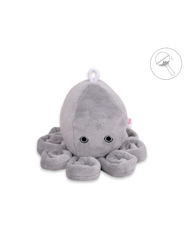 Cuddly octopus with rattle - gray - smooth minky