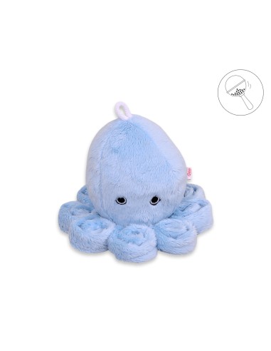 Cuddly octopus with rattle - blue - smooth minky