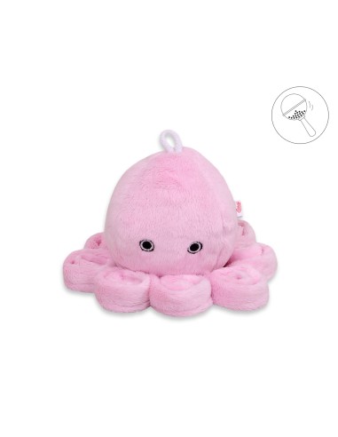 Cuddly octopus with rattle - pink - smooth minky