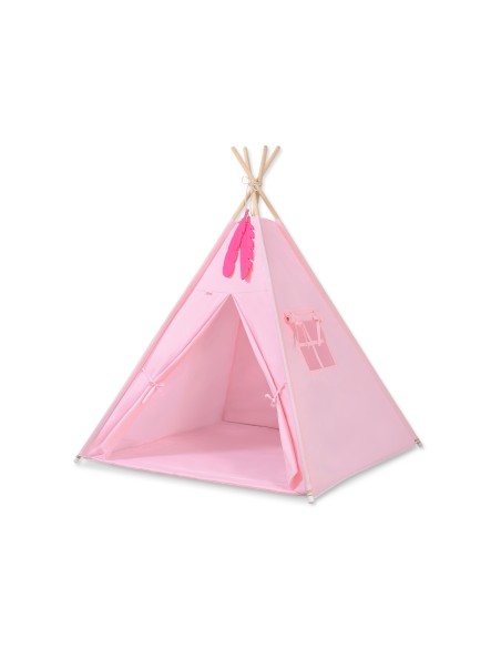 Teepee tent for kids +play mat + decorative feathers - pink