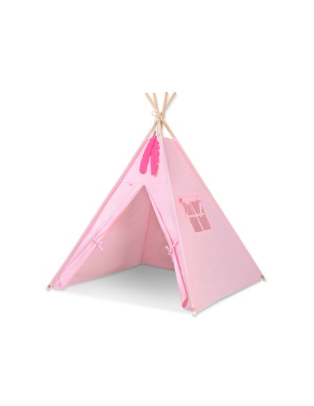 Teepee tent for kids + decorative feathers - pink