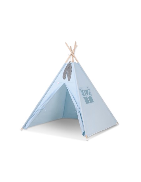 Teepee tent for kids + decorative feathers - blau