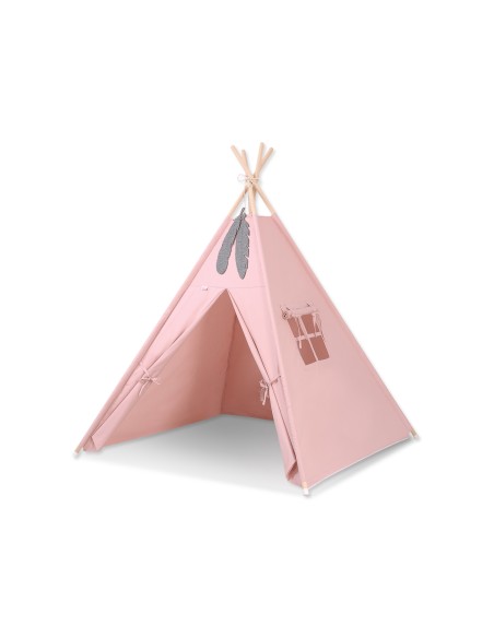 Teepee tent for kids + decorative feathers - pastel pink