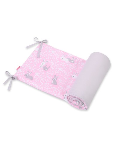 Universal double-sided bumper for cot - pink rabbits