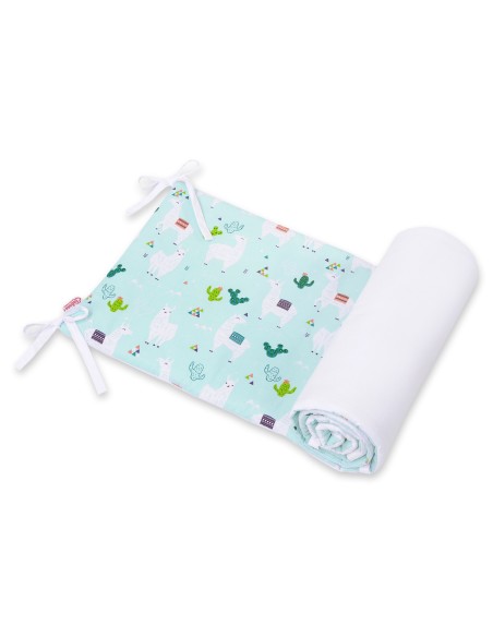 Universal double-sided bumper for cot - lama mint/white