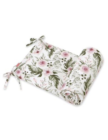 Universal bumper for cot - peony flower pink