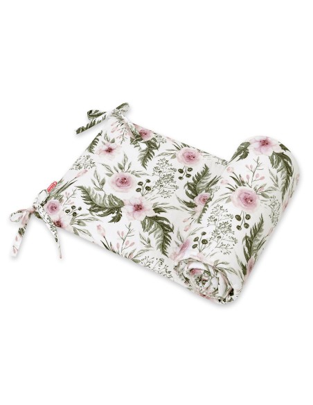 Universal bumper for cot - peony flower pink