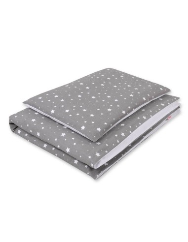 Baby cotton bedding set 2-pcs 120x90 cm - mini stars white/white