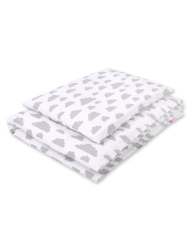 Baby cotton bedding set 2-pcs 120x90 cm- clouds gray