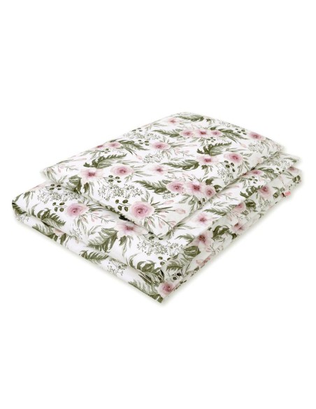 Baby cotton bedding set 2-pcs - peony flower pink