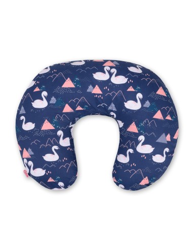 Feeding pillow - Swans navy blue