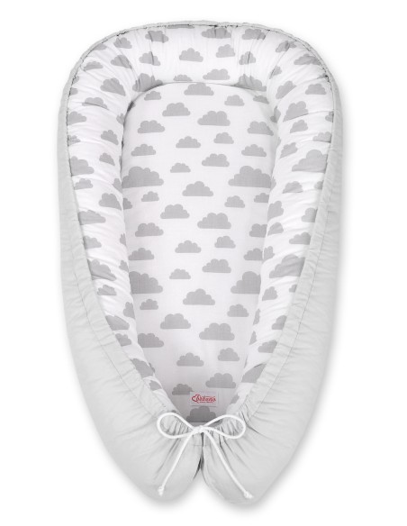 Baby nest double-sided Premium Cocoon for infants BOBONO- clouds gray/gray