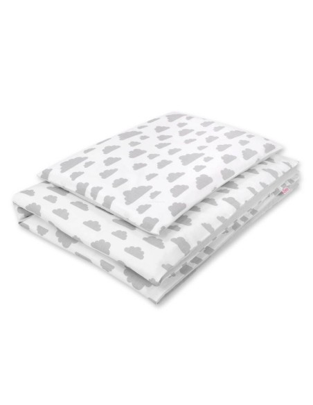 Baby cotton bedding set 2-pcs 120x90 cm- clouds gray/gray