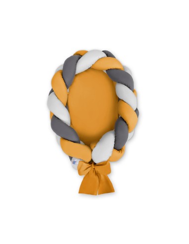 Braided baby nest 2 in 1 - white-honey yellow-anthracite