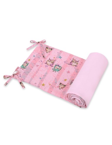 Universal bumper for cot - owls pink