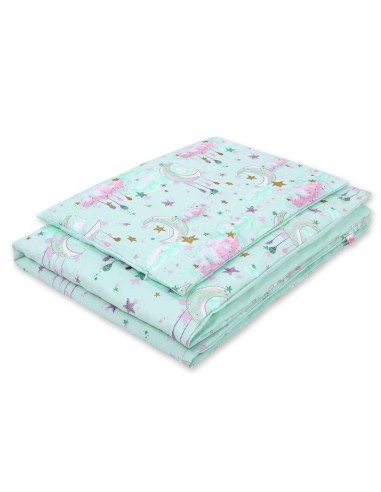 Baby cotton bedding set 2-pcs 120x90 cm- moons mint