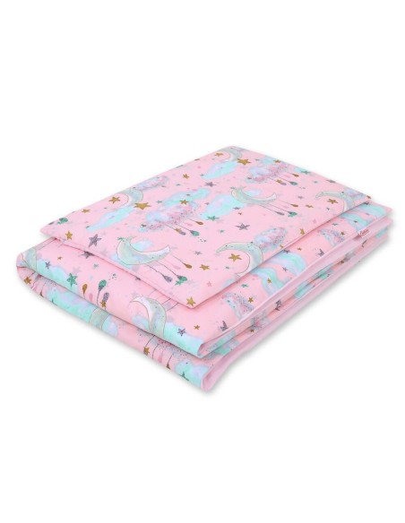 Baby cotton bedding set 2-pcs 120x90 cm- moons pink