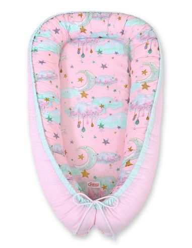 Baby nest double-sided Premium Cocoon for infants BOBONO- moons pink