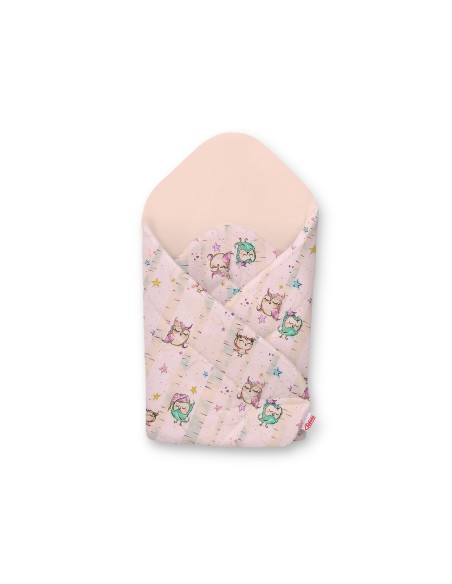 Baby nest with stiffening - owls cream-mint/powder pink