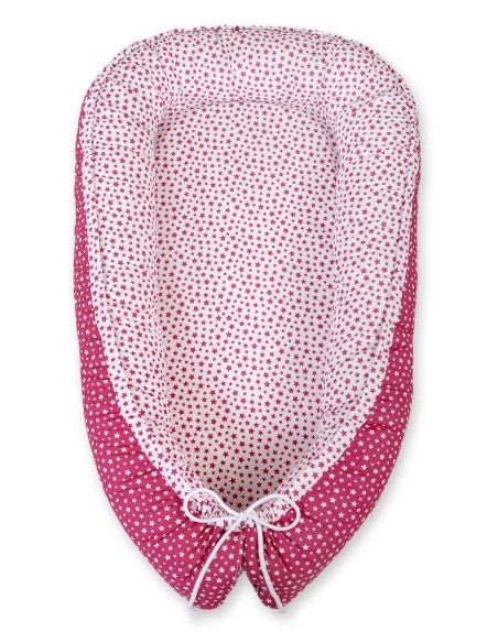 Baby nest double-sided Premium Cocoon for infants BOBONO- wine red stars