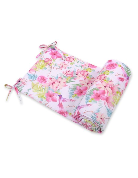 Universal bumper for cot - hummingbirds in flowers