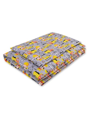 Baby cotton bedding set 2-pcs 120x90 cm- yellow excavators