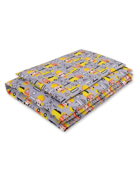 Baby cotton bedding set 2-pcs 120x90 cm- yellow excavators