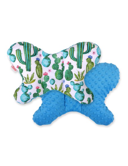 Double-sided anti shock cushion \"BUTTERFLY\" - cactus/turquoise