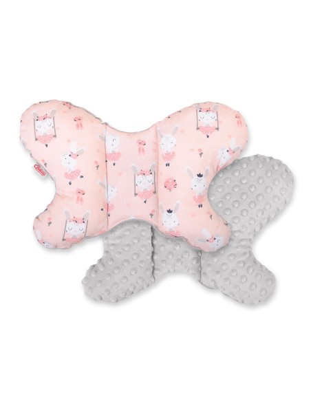 Double-sided anti shock cushion \"BUTTERFLY\" - ballerinas pink/gray