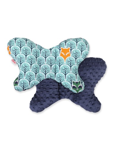 Double-sided anti shock cushion \"BUTTERFLY\" - mint forest/dark blue