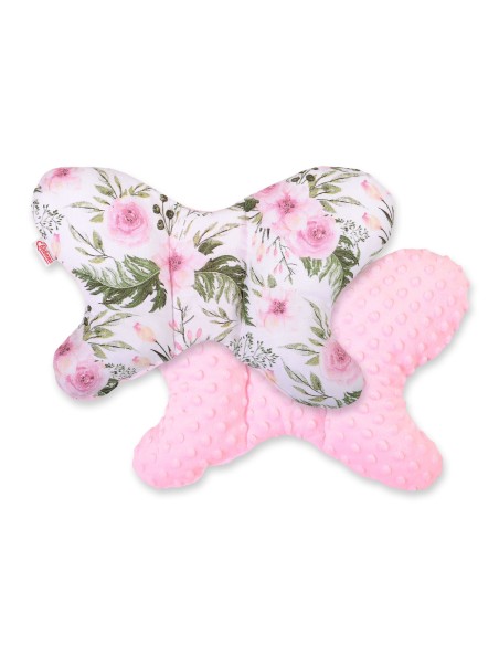 Double-sided anti shock cushion \"BUTTERFLY\" - peony flower pink/pink