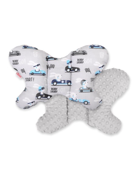 Double-sided anti shock cushion \"BUTTERFLY\" - gray rabbits/gray