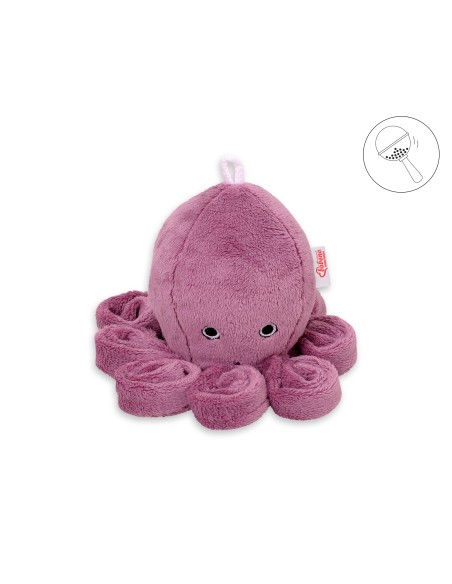 Cuddly octopus with rattle - pastel pink - smooth minky