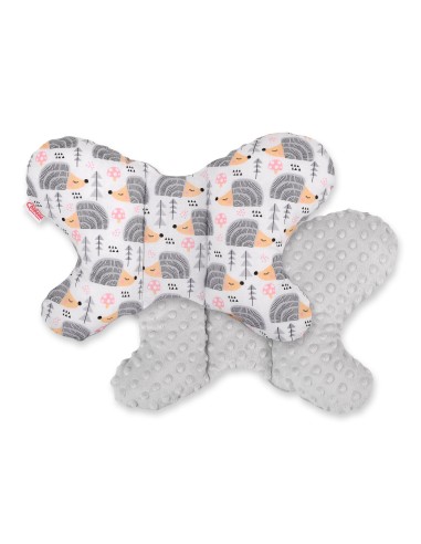 Double-sided anti shock cushion \"BUTTERFLY\" - hedgehogs gray/gray