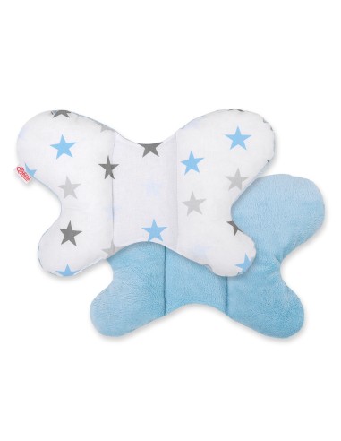 Double-sided anti shock cushion \"BUTTERFLY\" - grey-blue stars/blue