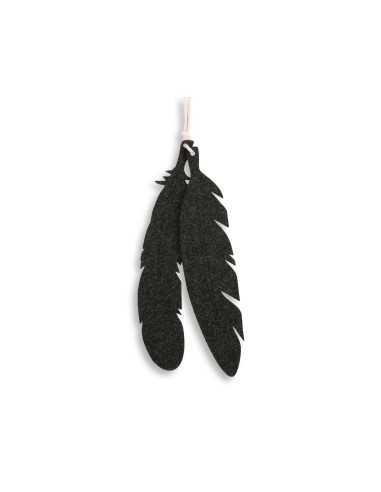 Decorative felt feathers 2pcs - anthracite