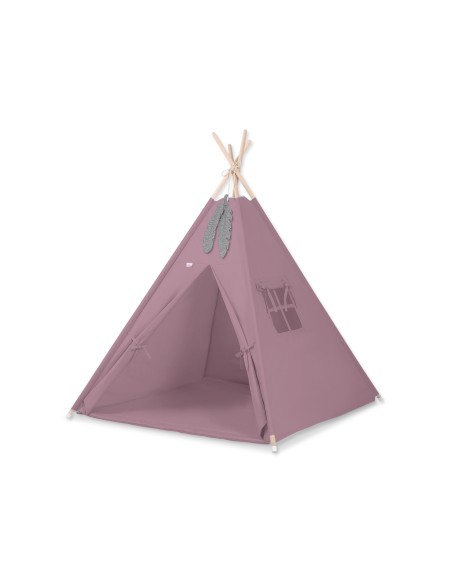 Teepee tent for kids +play mat + decorative feathers - pastel violet