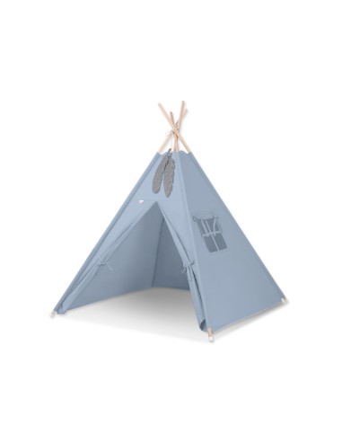 Teepee tent for kids + decorative feathers - pastel blue