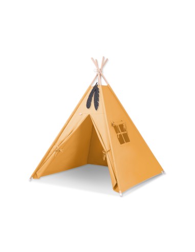 Teepee tent for kids for kids + decorative feathers - honey yellow