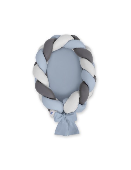 Braided baby nest 2 in 1 - pastel blue - gray - anthracite