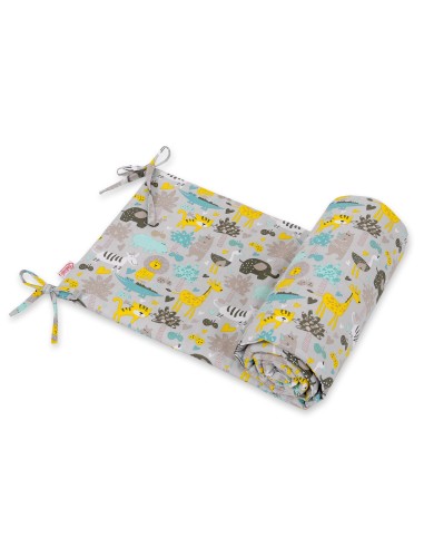 Universal bumper for cot - gray-mint animals